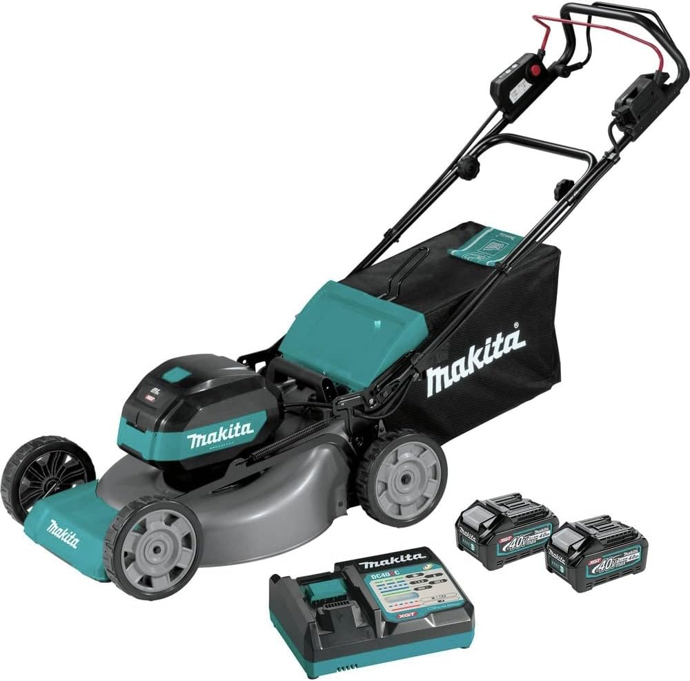 Makita GML01SM 40V MAX XGT Brushless Lithium-Ion 21 in. Cordless Self-Propelled Commercial Lawn Mower Kit with 2 Batteries (4 Ah)