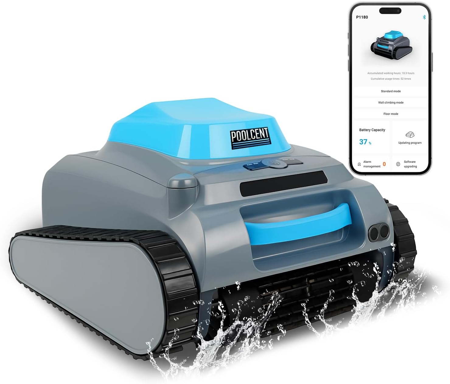Cordless Robotic Pool Cleaner, Automatic Pool Robot with 2H Runtime, 80GPM Strong Suction, Wall-Climbing Function, Smart App & Bluetooth Control, 3-in-1 Cleaning for Floor, Wall & Waterline