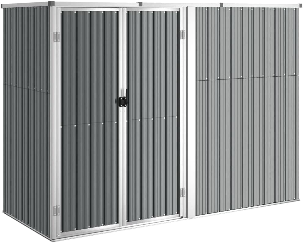 Outdoor Metal Storage Shed with Door, Galvanized Steel Garden Tool Shed Outside Storage Cabinet Utility Tool Shed Storage House for Backyard Patio, Gray 88.6