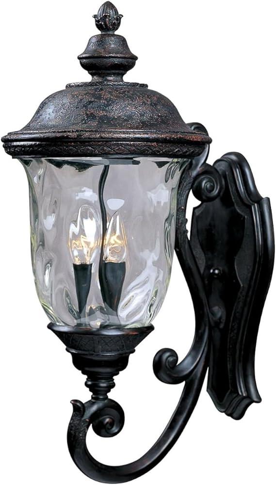 Maxim Carriage House Dc 3 Light Water Glass Candle Style Wall Lantern with Oriental Bronze Finish and Water Glass