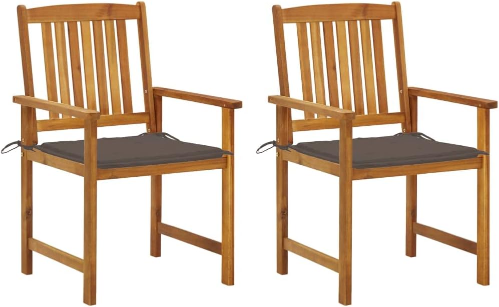 Patio Chairs with Cushions 2 pcs Solid Acacia Wood,Rustic Wooden Patio Chair with Cushions for Added Comfort Outdoor Furniture, Outdoor Chairs