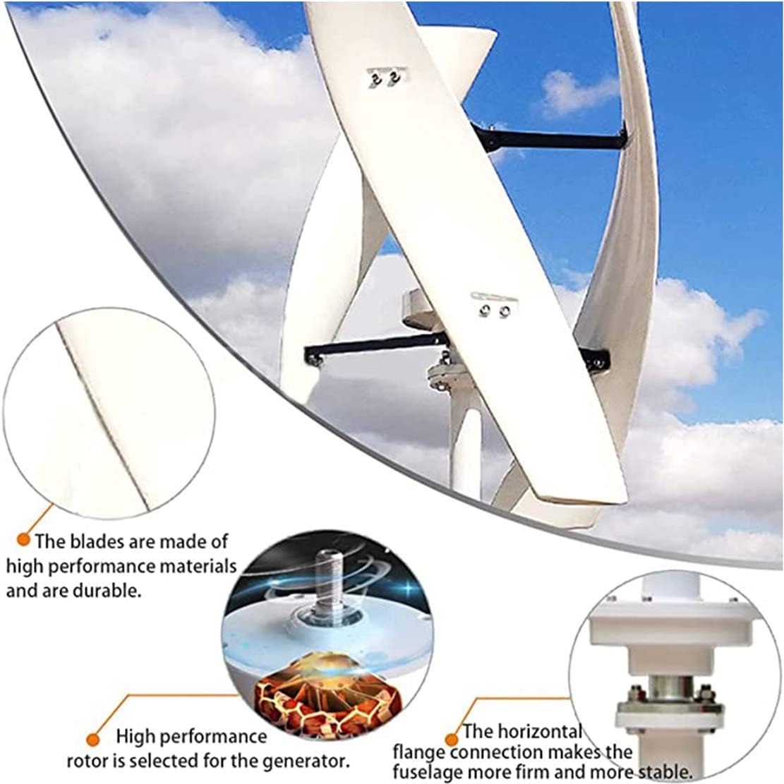 3 Blade Vertical Wind Generator 3000W/5000W 12V/24V/48V Wind Power Turbines Generator, Magnetic Floating Axle Wind Generator for Family Home,3000W-24V