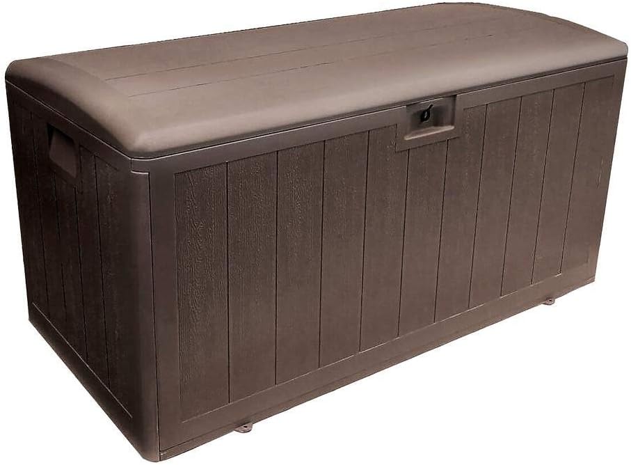 Plastic Development Group Outdoor Storage Deck Box, Soft Closure, 105 Gallon, Java