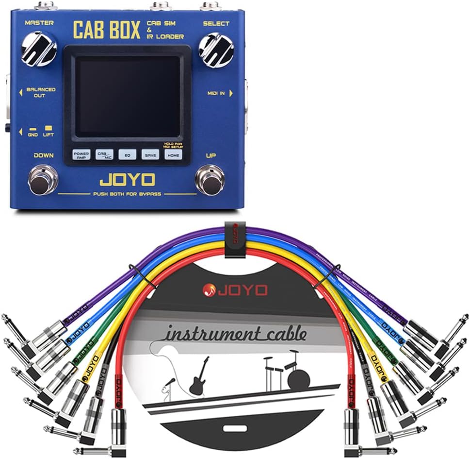JOYO R-08 Cabinet Modeling Power-amp Simulation Effect Pedal Bundle with CM-05 Guitar Pedal Mono 6.35mm Patch Cables 1.2 Feet