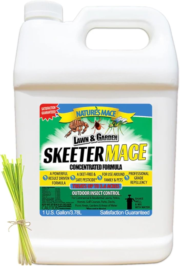 Skeeter MACE Natural Outdoor Mosquito and Pest Control Concentrate, 1 Gallon Concentrate, Repel Mosquitoes, Ants, Spiders, Ticks, Fleas, Flies, Safe to Use Around People, Pets, and Plants
