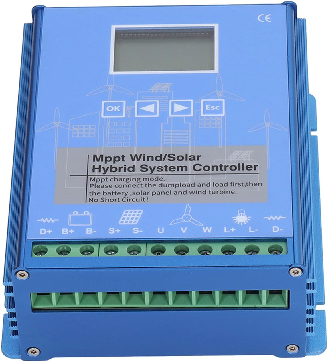 Respicefinem Hybrid Wind Solar Controller Supercharged MPPT Technology with LCD Screen for 24V and 48V Battery Systems in Off Grid Renewable Energy Applications