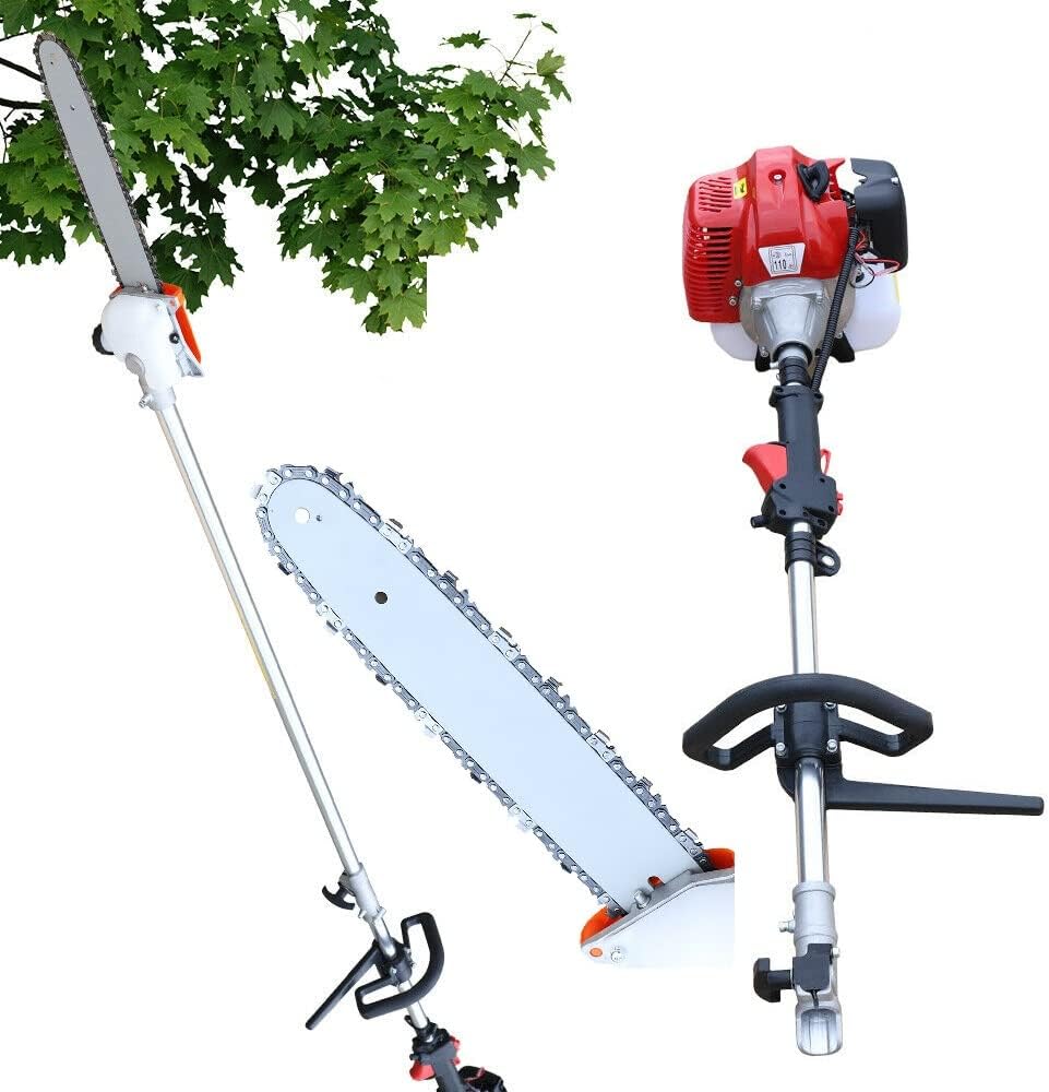 Pole Saw 42.7CC 2 Stroke Cordless Chainsaw Pruner Reach 11.2FT & Extension Automatic Chain Oiler 12