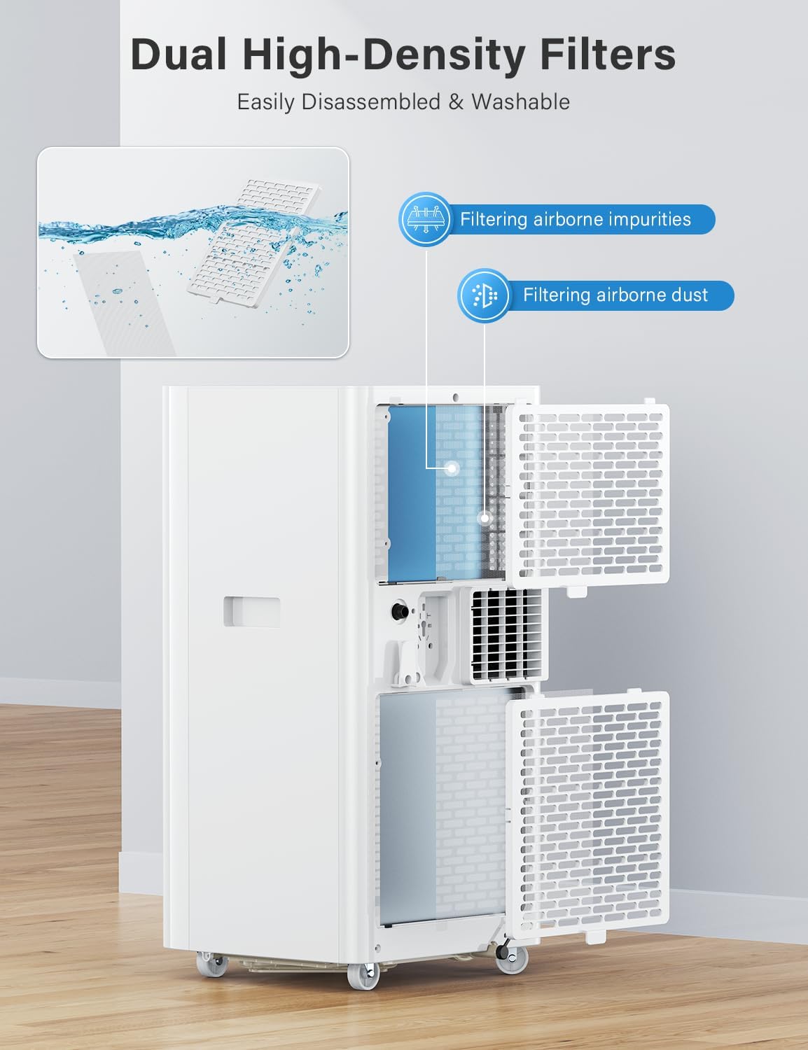 12000 BTU Portable Air Conditioners, AC Unit for Bedroom with 4 Modes Cooling/Dehumidifier/Fan & Sleep, Up to 400 Sq.Ft, 45db Quiet, 24H Timer & Remote, Standing Air Conditioner for Rooms Office Home