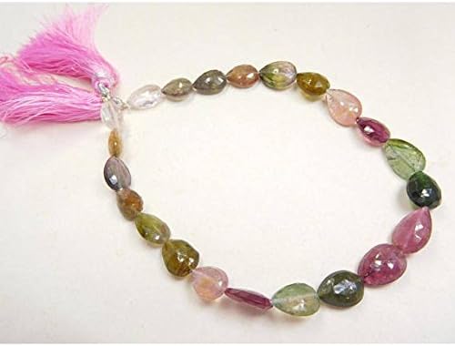 multicolor 7x9-8x11 mm natural tourmaline faceted pear 8'' strand