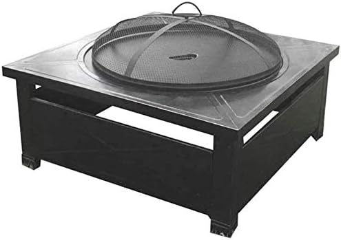 Fire Pits Outdoor Wood Burning 32'' Outdoor Fire Pit Table,Multi-Purpose Square Fireplace,d Patio Garden Outside Wood Burning Heater,BBQ, Ice Pit with Cover BBQ Cooking for Outside Camping Back