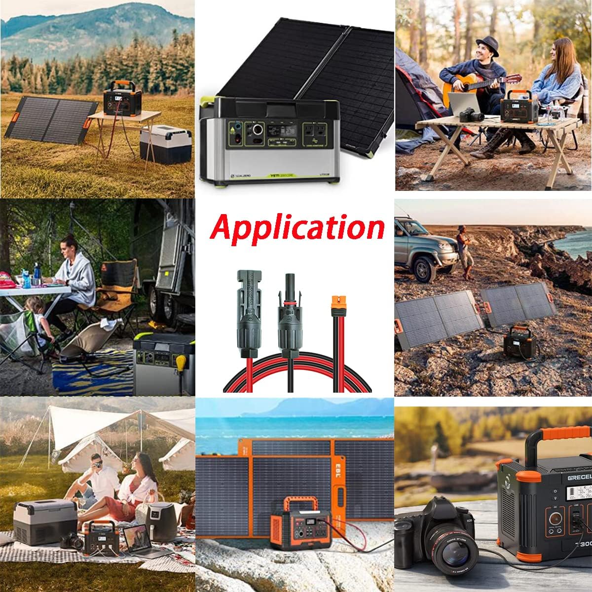 Solar Panel Kits Charge Cable with XT60i Connectors,Solar Connectors to XT60i Adapter for Portable Power Stations & Solar Generators (12AWG 50FT)