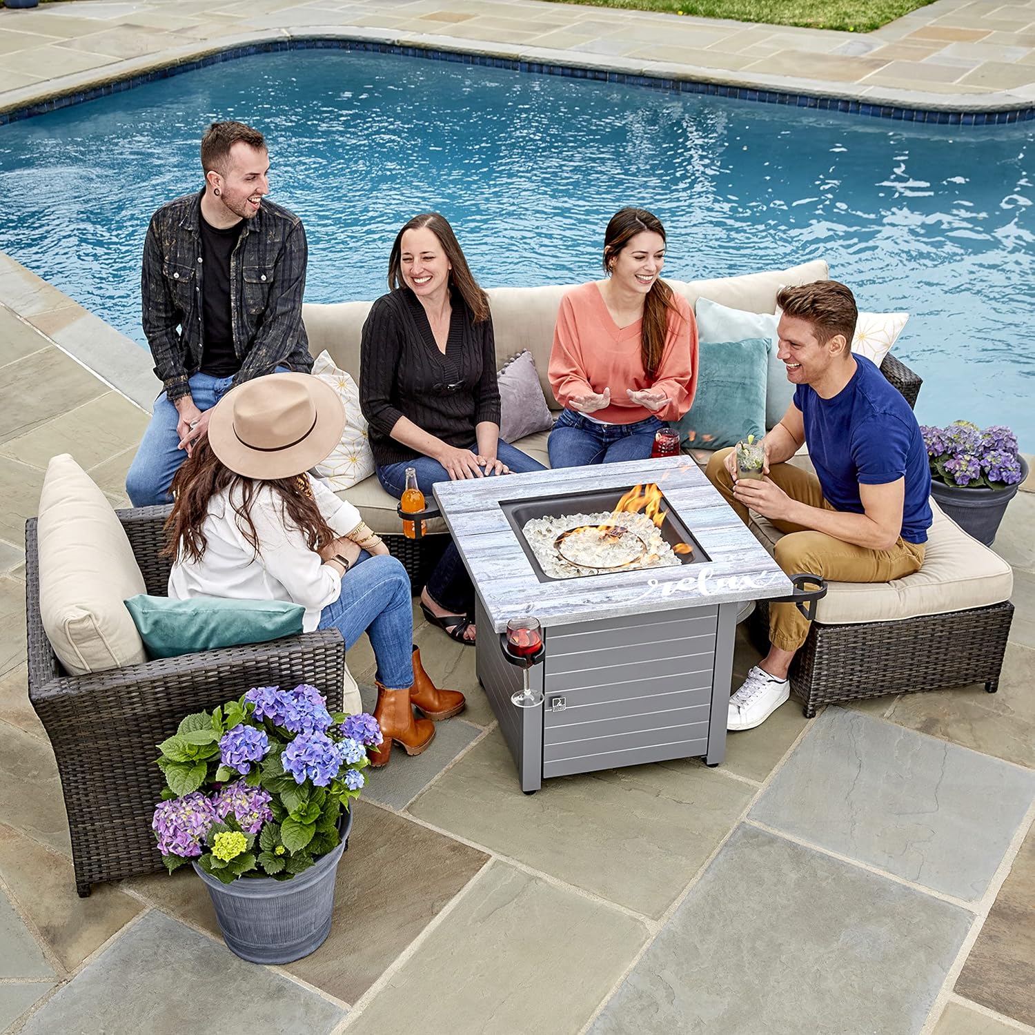 Relax Gray 30” Square Gas Fire Table