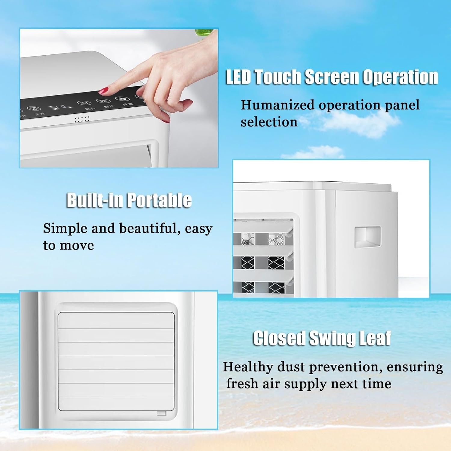 Portable 4-in-1 Air Conditioner with 3 Speeds & 4 Modes, 4L Water Tank, Remote Control, Evaporative Cooling Fan for Home, Office, Truck, RV (12V/220V)(24V/220V)