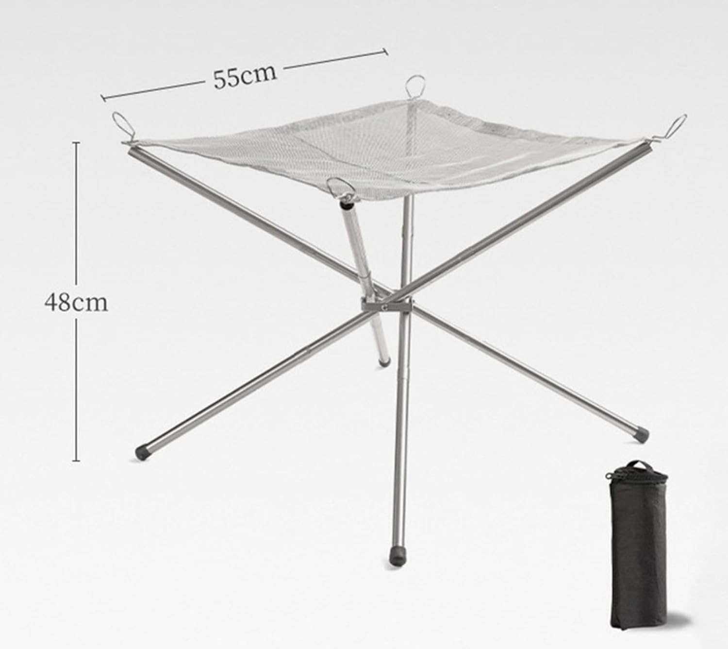 Portable Outdoor Fire Pit Foldable Stainless Steel Mesh Fire Pit Wood Burning, Collapsible Fireplace Space Saving Perfect for Camping, Backyard, Patio, Garden,55 * 55 * 48cm