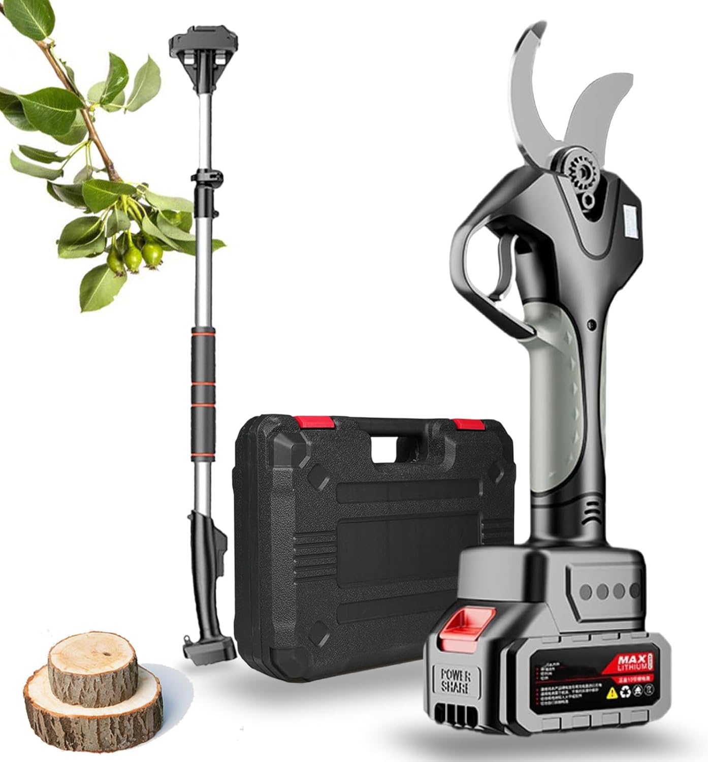 50mm Cordless Electric Pruning Shears, Electric Pruning Scissors for Gardening, 21V 4500mah Battery Pruning Scissors with Extension Rod, 8-12h Working Time,‎1Battery