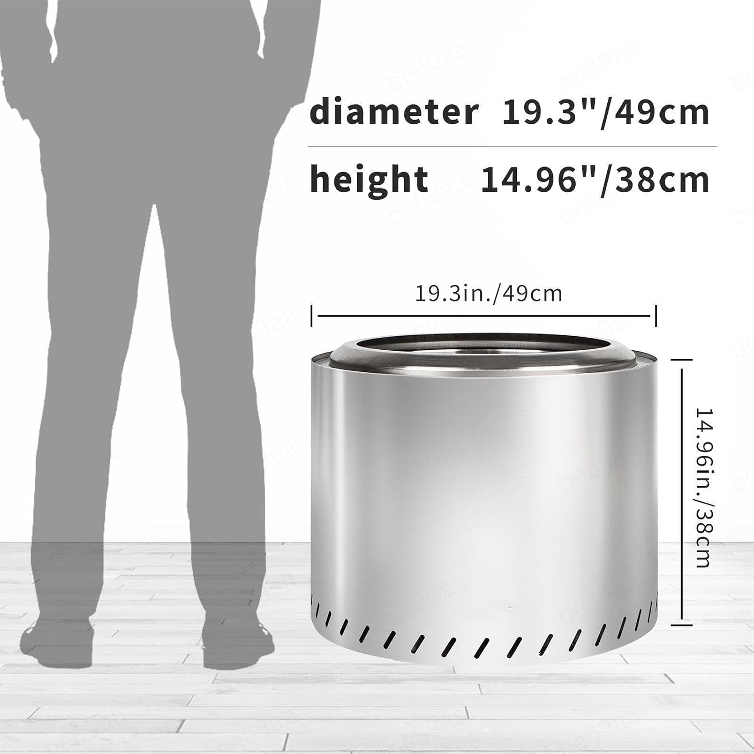 Stainless Smokeless Fire Pit 19.4 Inches Outdoor, Smokeless Firepit Durable Stainless Steel for Wood Burning, Smokeless Instant Fire Pit for Patio Garden,Camping,Backyard