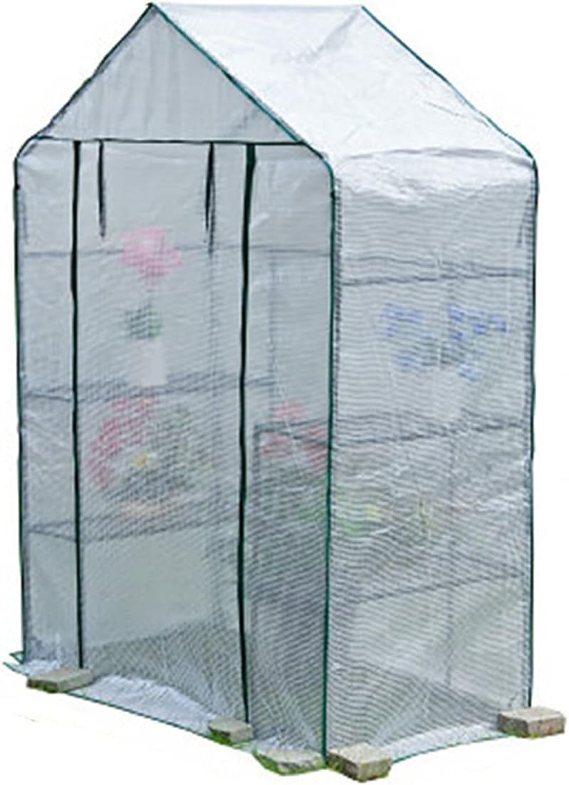 Walk-in Garden Greenhouse Tent, Tomato Planting Room, Double Zipper with 4 Shelves, Suitable for Garden Lawn and Vegetable Garden Warm Shed (Color : White, Size : 143x73x195cm)