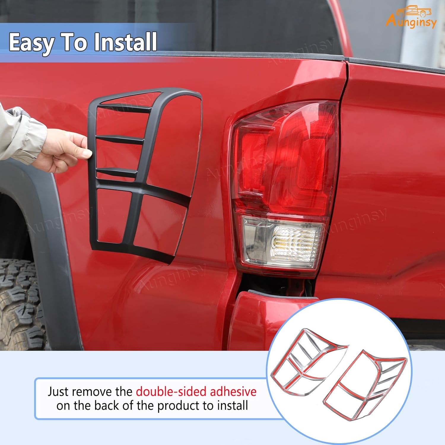 Aunginsy Tail Light Lamp Cover Compatible with Toyota Tacoma 2016-2023 Car Rear Taillight Lamp Guard Frame Bezels Tail Brake Light Trim Cover Rear Headlight Decorative Cover Protection ABS Accessories