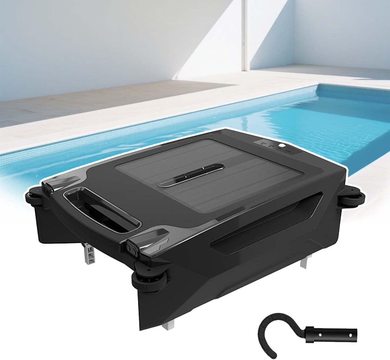 Solar Robotic Pool Cleaner for Above Ground Pools – Smart App Controlled Skimmer with Dual Charging, Auto Navigation, 3.4L Basket & High-Speed Cleaning Modes