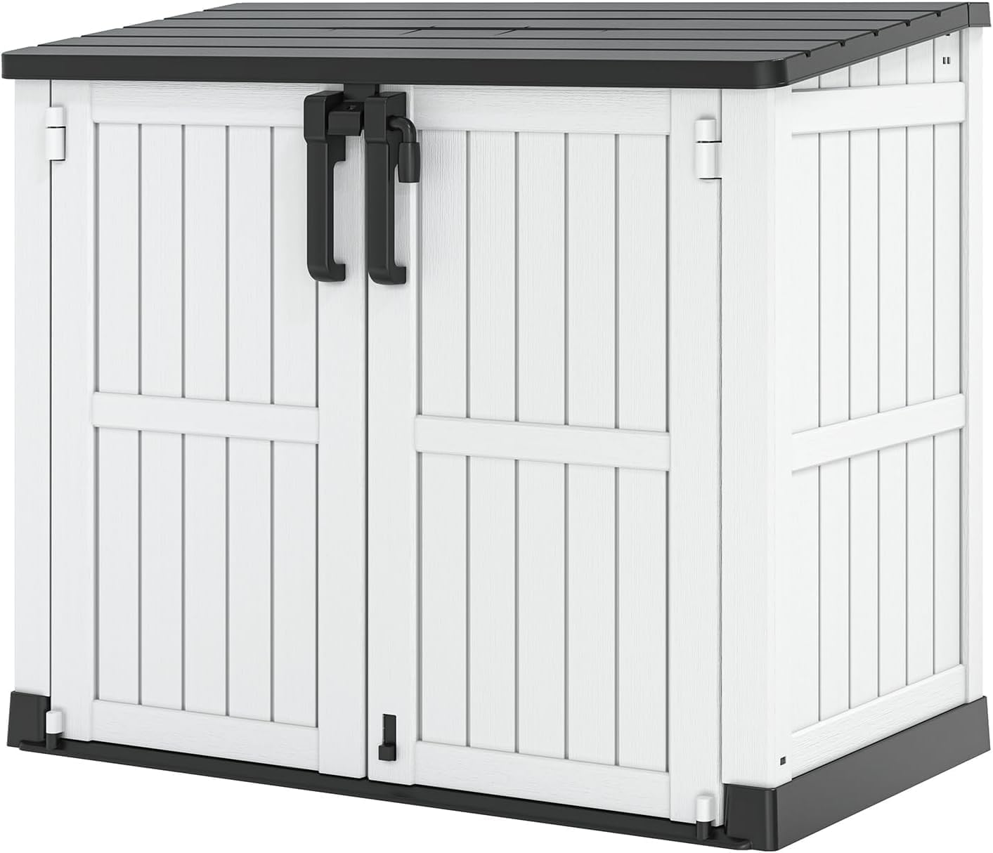 Horizontal Storage Shed, Outdoor Resin Storage Shed 36 Cu. Ft. Garden Extra Large Capacity Weather Resistant Storage Box, Lockable Waterproof Shed for Garden Tools