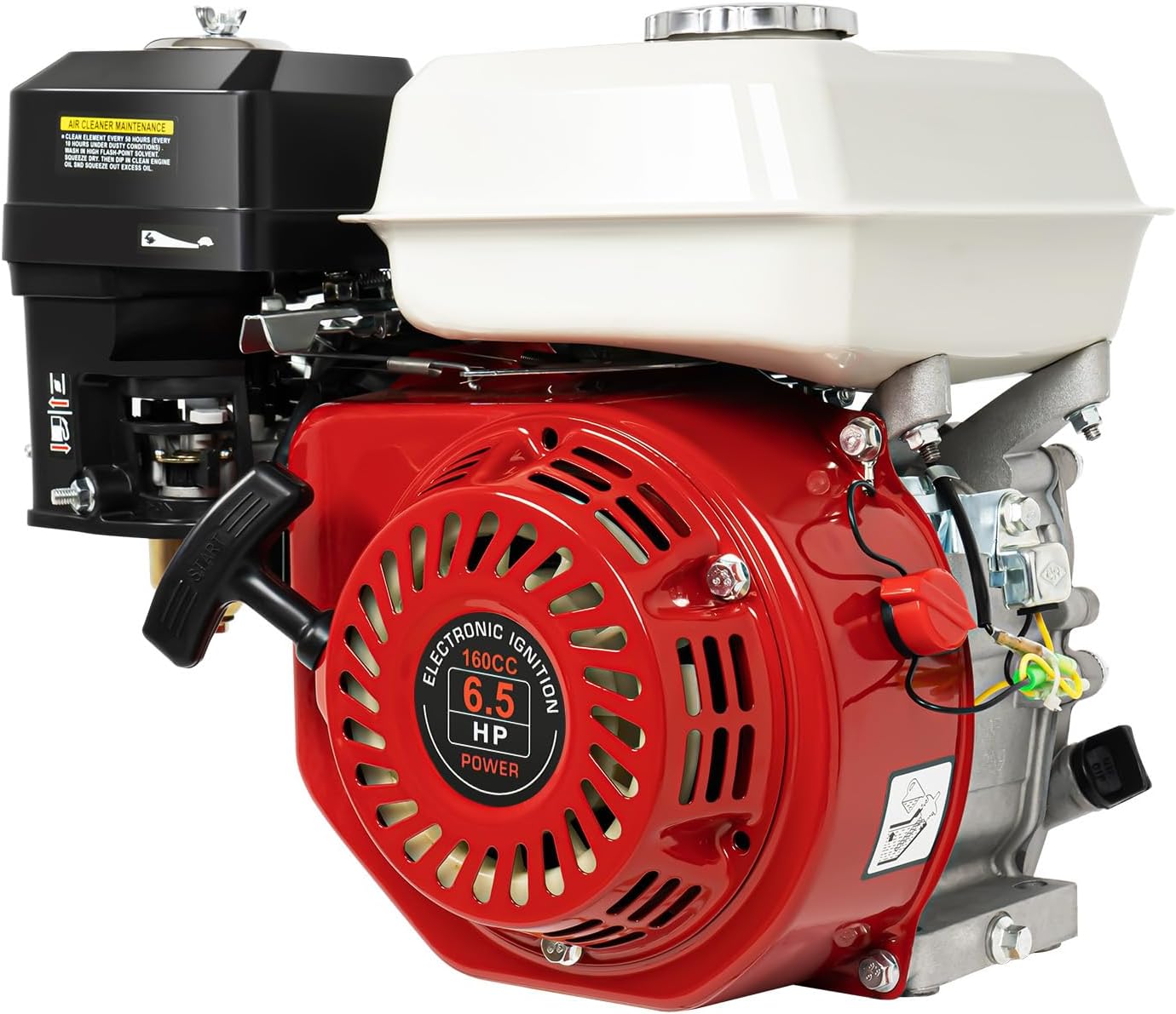 4 Strokes 6.5 HP Gasoline Power Engine Motor, 160CC 3000W Air Cooled Engine, GX160 Pull Start Go Kart Lawnmower Engine for Pumping Machines, Microtillers, Cleaning Machines (160CC RED)