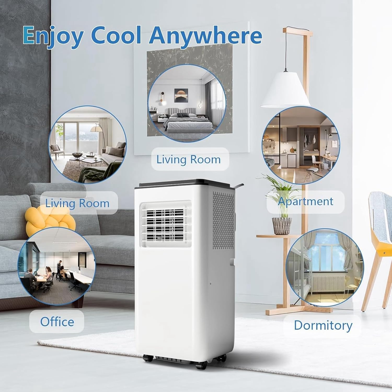 10,000 BTUs Portable Air Conditioner, Cools up to 450 Sq. Ft. with Remote Control, 3-in-1 Standing AC Unit, Cooling, Dehumidifying, Fan Mode, LED Display for Bedroom, Living Room