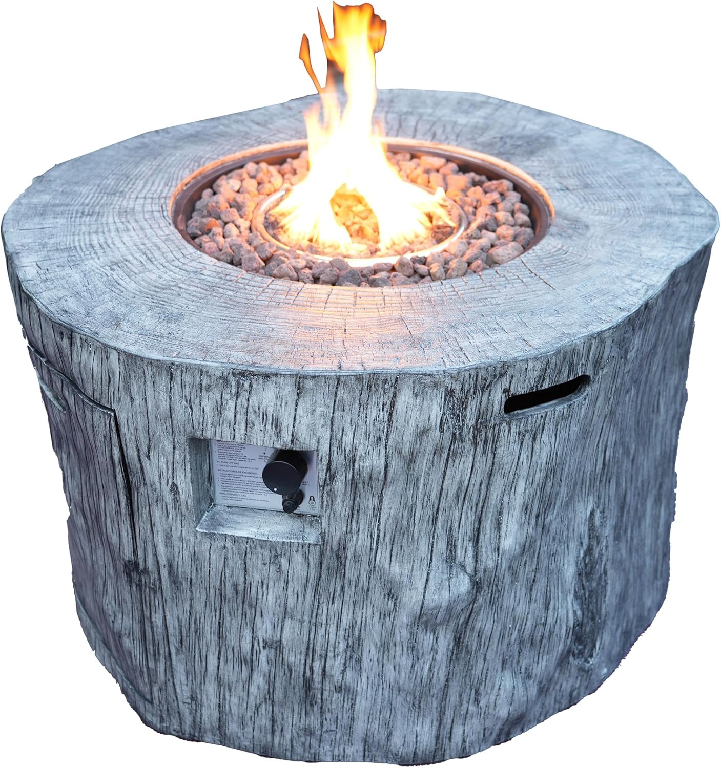 Direct Wicker Gray Metal Stone Propane Outdoor Fire Pit Table