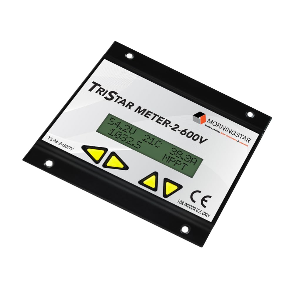 Morningstar Tristar Meter-2-600V Digital Display (TS-M-2-600V) - for Tristar MPPT 600V Solar Charge Controller - System Info, Logged Data, Bar Graphs, Alarms & Faults Troubleshooting - 5 Languages