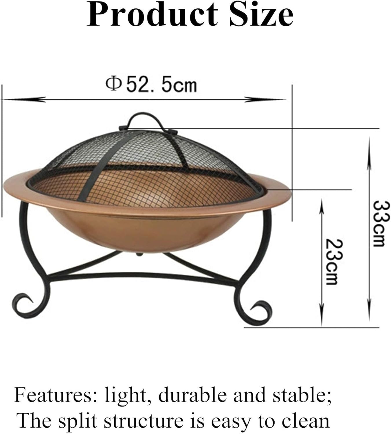 Fire Pits Outdoor Cast Iron Round Fire Bowl Grill Firepit Brazier Garden Log Burner Heater Camping Picnic
