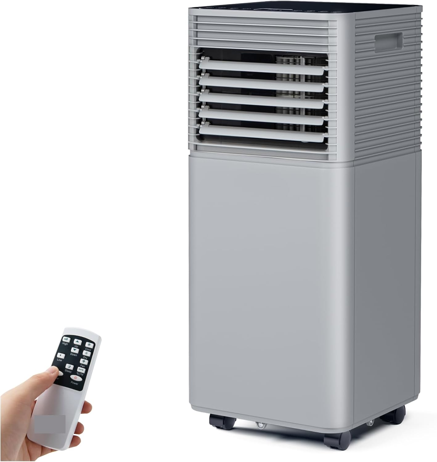 LDAILY 10000 BTU Portable Air Conditioner, 3-in-1 Air Cooler with Dehumidifier & Fan Mode, with Sleep Mode, 24H Timer, 2 Fan Speeds, Remote Control, Window Kit, Grey (10000BTU)