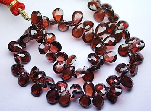 13 inch natural beads strand of 7mm faceted pear mozambique garnet gemstone briolletes beads for DIY jewelry - necklace, bracelet, earring, ring.