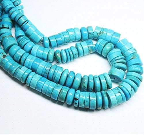 arizona blue turquoise smooth wheel tyre rondelle gemstone loose beads strand 14