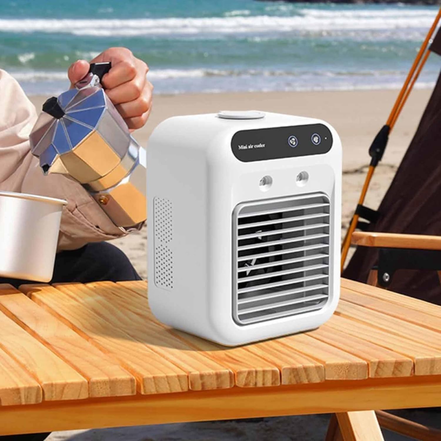 1800Mah Rechargeable Air Conditioner, Portable Small Evaporative Air Cooler Two Wind Speed Modes Low Noise for Outdoor, Indoor, Jobsite, Travel