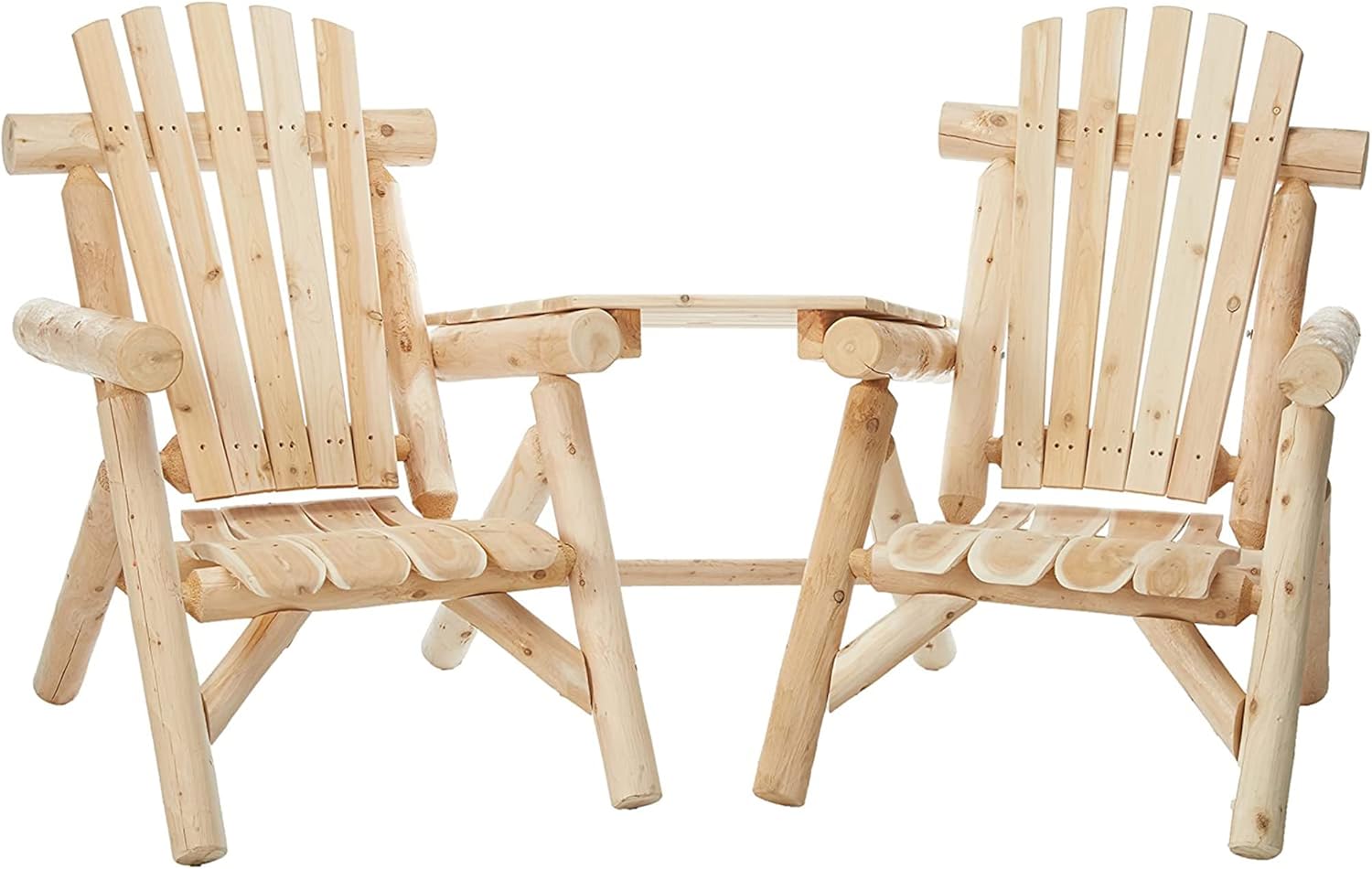 Lakeland Mills CFU329 Cedar Log Vista Tete Outdoor Chairs, Natural