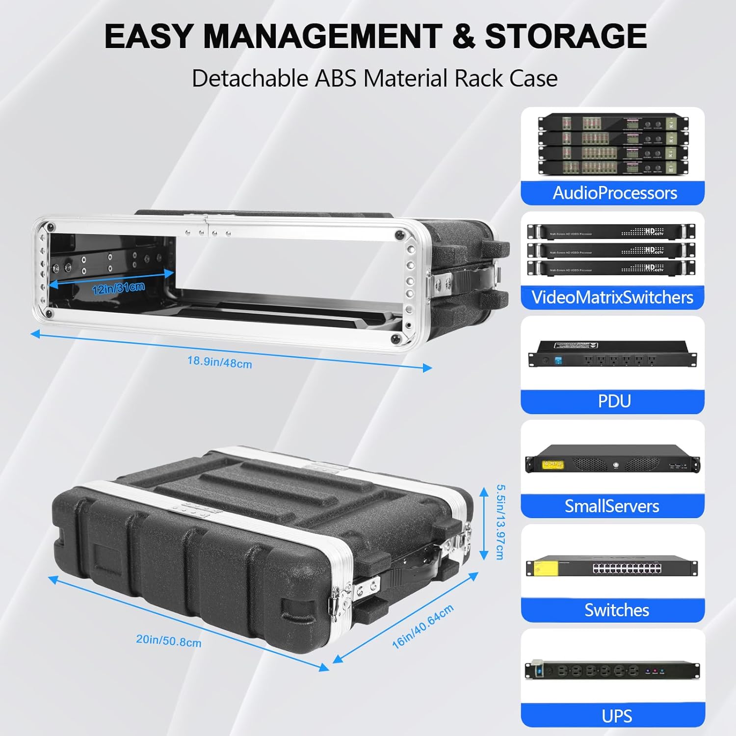 MUZNOTE 4U ABS Rack Case Shallow 12