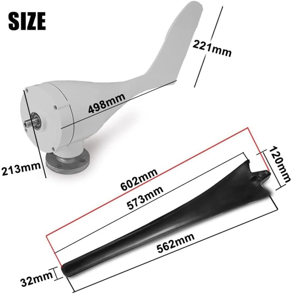 Horizontal Wind Turbine Generator Kit 300-400W, 3 Phase 6 Blades Power Motor Windmill for Home Farm Street Lamp with Controller
