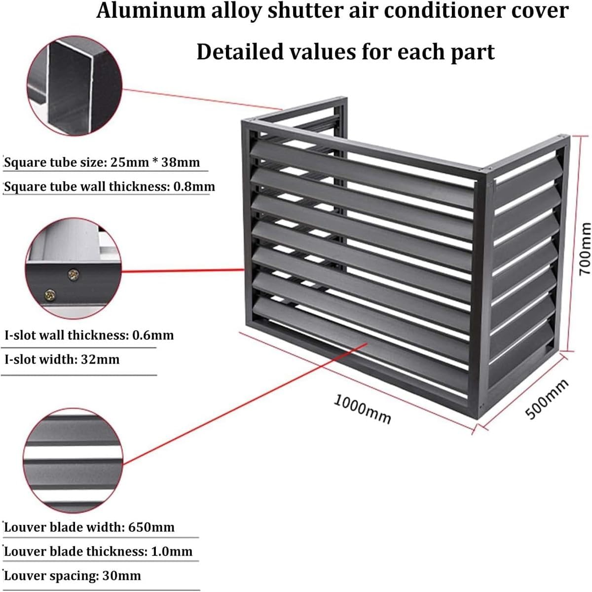 Outdoor Air Conditioner Cover Decorative Privacy Screen, Aluminium All Weather Protective Frame For Central Air Conditioners For Outdoor Units, Plant Display Rack ( Color : Gray , Size : 110x60x80cm )