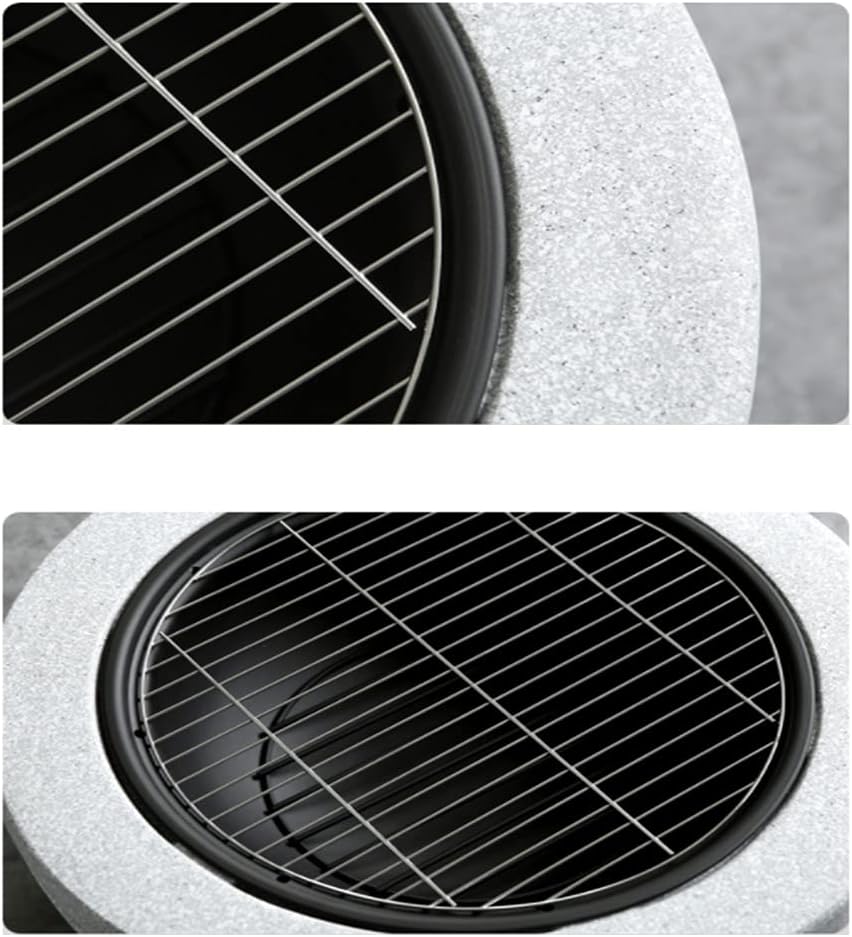 Barbecue Brazier Contemporary Garden and Patio Heater Fire Pit Camping BBQ Grill Bowl Brazier Burner with Poker Grill Mesh Lid 45 x 35cm