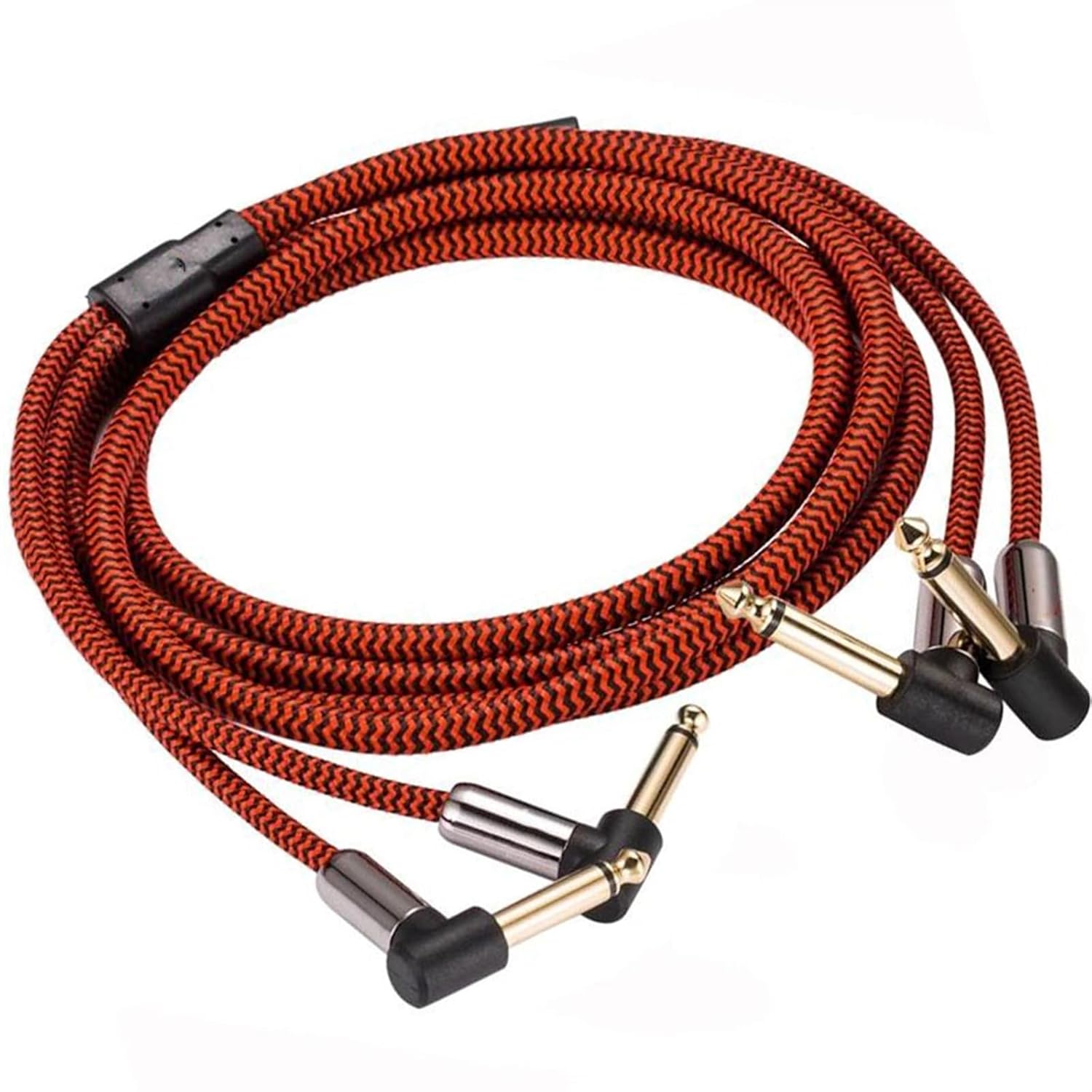 Pro Audio Cable Cable Dual 1/4 Inch TS Jack to TS Jack for Amplifier Mixer Console Electronic Organ Guitar Angled 6.35mm Cable(Red,3meter)