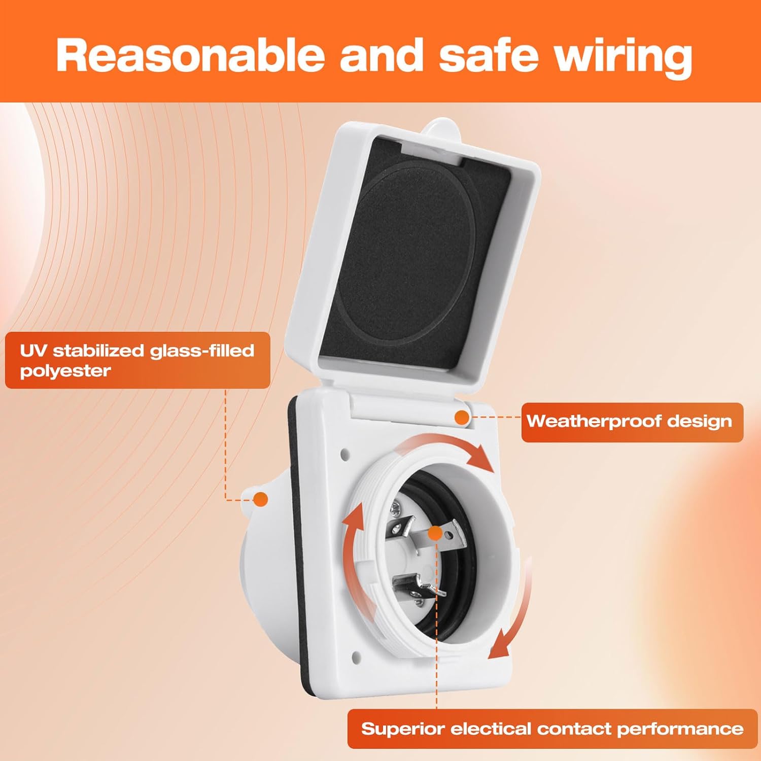 30 Amp RV Extension Cord,15 ft,Heavy Duty Generator Extension Cord with LED Power Indicator;30 AMP Twist Lock RV Power Inlet 125V/120V