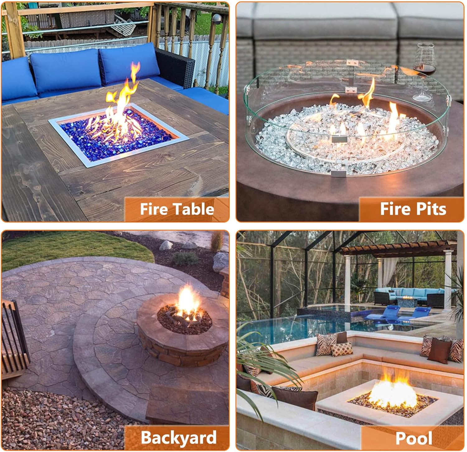 GRISUN Fire Pit Burner Ring Kit 18 Inch, Propane Firepit Kit, Come with Propane Fire Pit Hose Kit and Upgraded Gas Control Spark Ignition Kit, DIY Round Gas Fire Pit Kit, Stainless Steel