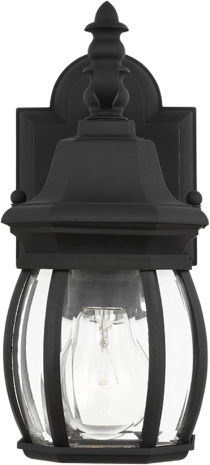 Generation Lighting 1-Light Wynfield Traditional Outdoor Wall Lamp Black 88203-12 | Outdoor Light is Lovely Wall Lamp for Outdoor Decor | Wall Light Fixture Uses Standard or LED Light Bulb