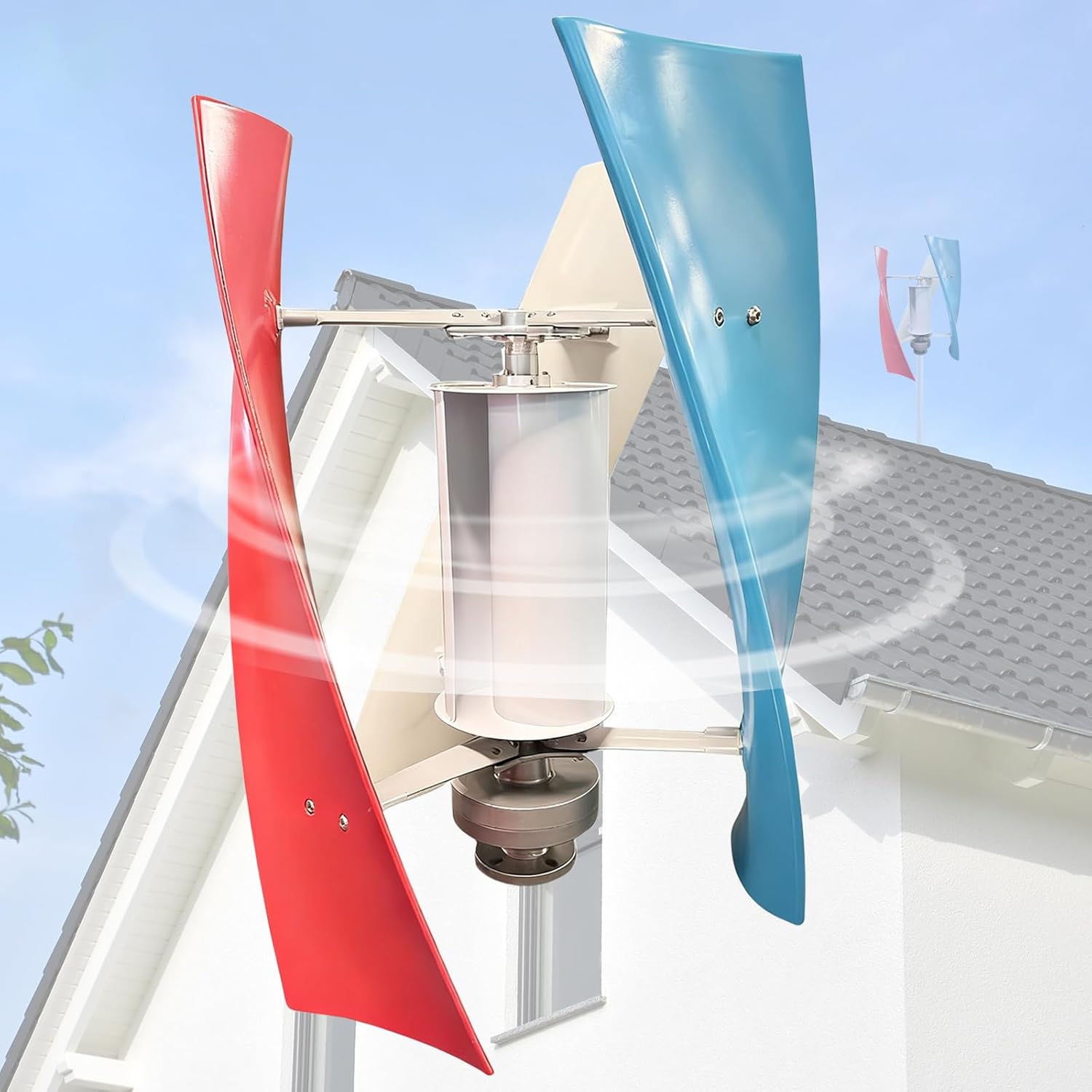 Wind Turbine Generators for Home Use, 2000w Vertical Axis Wind Turbine Generator with Mppt Controller and Three Blades, 12/24v Wind Turbines for Home, Rated Wind Speed 13m/s,Colorful,2000w24v