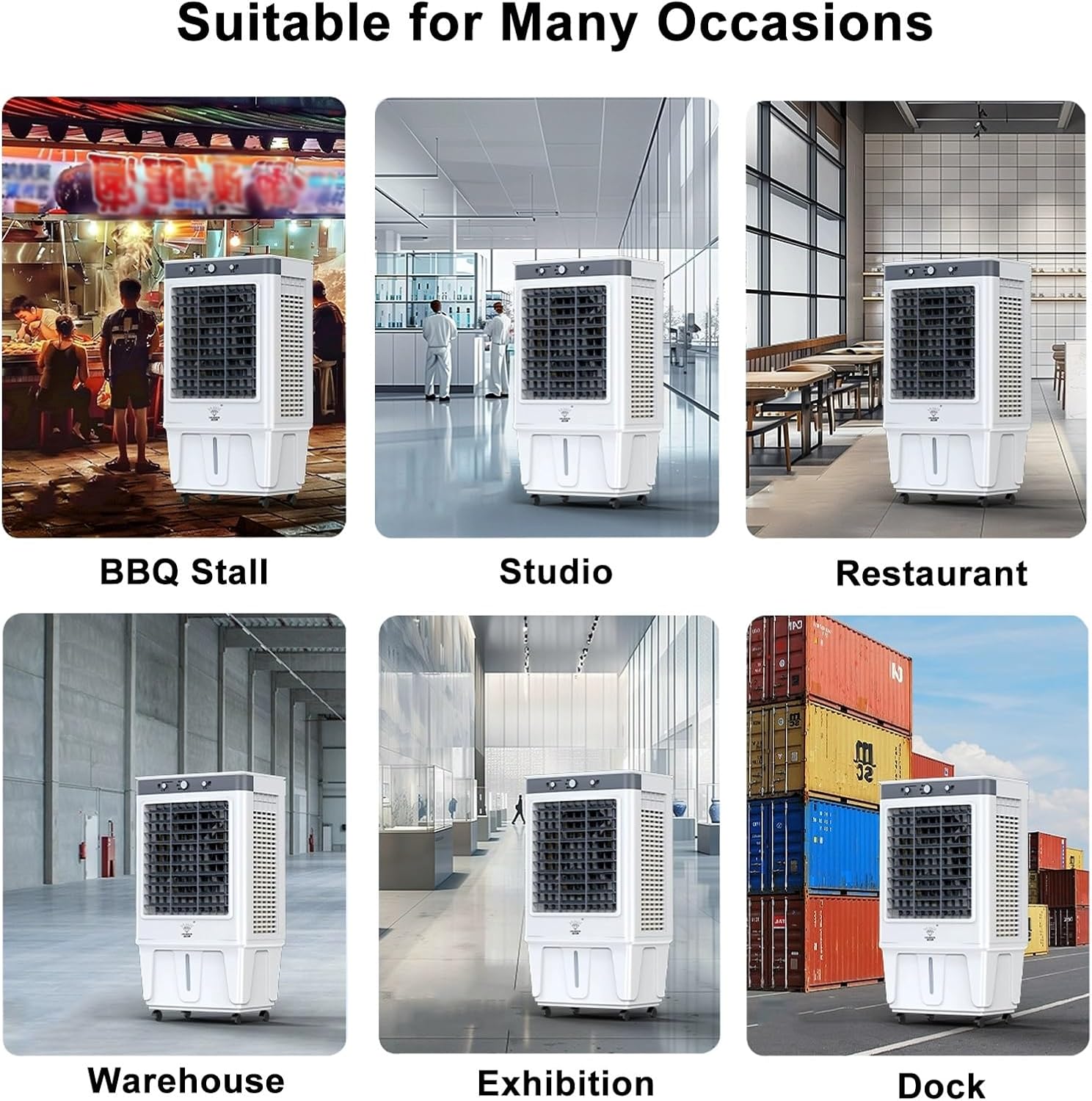 Evaporative Cooler Air Conditioner 3 Speeds, Swamp Cooler for Cooling, Portable Air Cooler Fan for Room, Outdoor, Commercial, Office, 7000m³/H Air Volume(49x36x100cm/19x14x39inch)