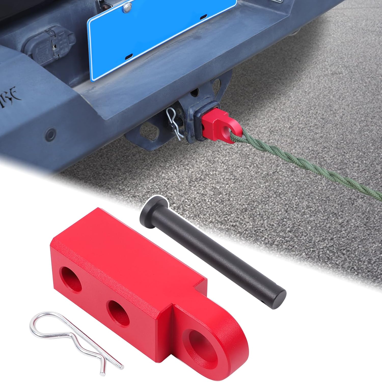 Aunginsy Tow Hitch Receiver Hook with Tightener Compatible with Toyota Tundra 2007-2021 Accessories, Car Shackle Mount Trailer Hitch Lock Pin Heavy Duty Solid Recovery Towing Kit for Trucks, Red