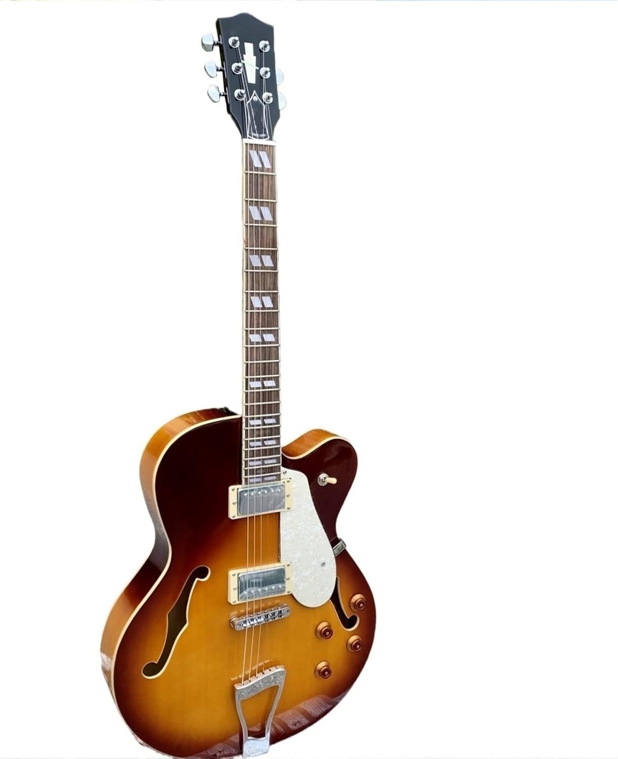 Beginner Electric Guitar Kits Sunset Color Full Hollow Thick Body Jazz Electric Guitar Handmade F Hole