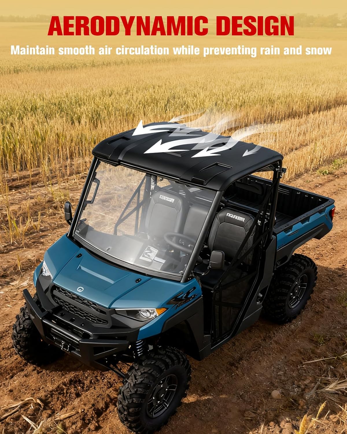 Sport Roof Top for Polaris Ranger XP 2013-2024 Accessories, 2-Piece Combination 2 door Hard Roof Sun Visor for Ranger XP 1000/900, Ranger 1000/570, Replace OEM# 2882911