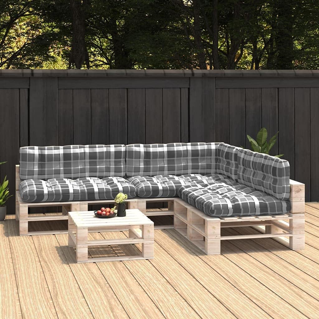 Pallet Sofa Cushions 7 pcs Gray Check Pattern,Durable and Comfortable Sofa Cushion Set for Garden and Outdoor Decor Patio Furniture Accessories, Cushions