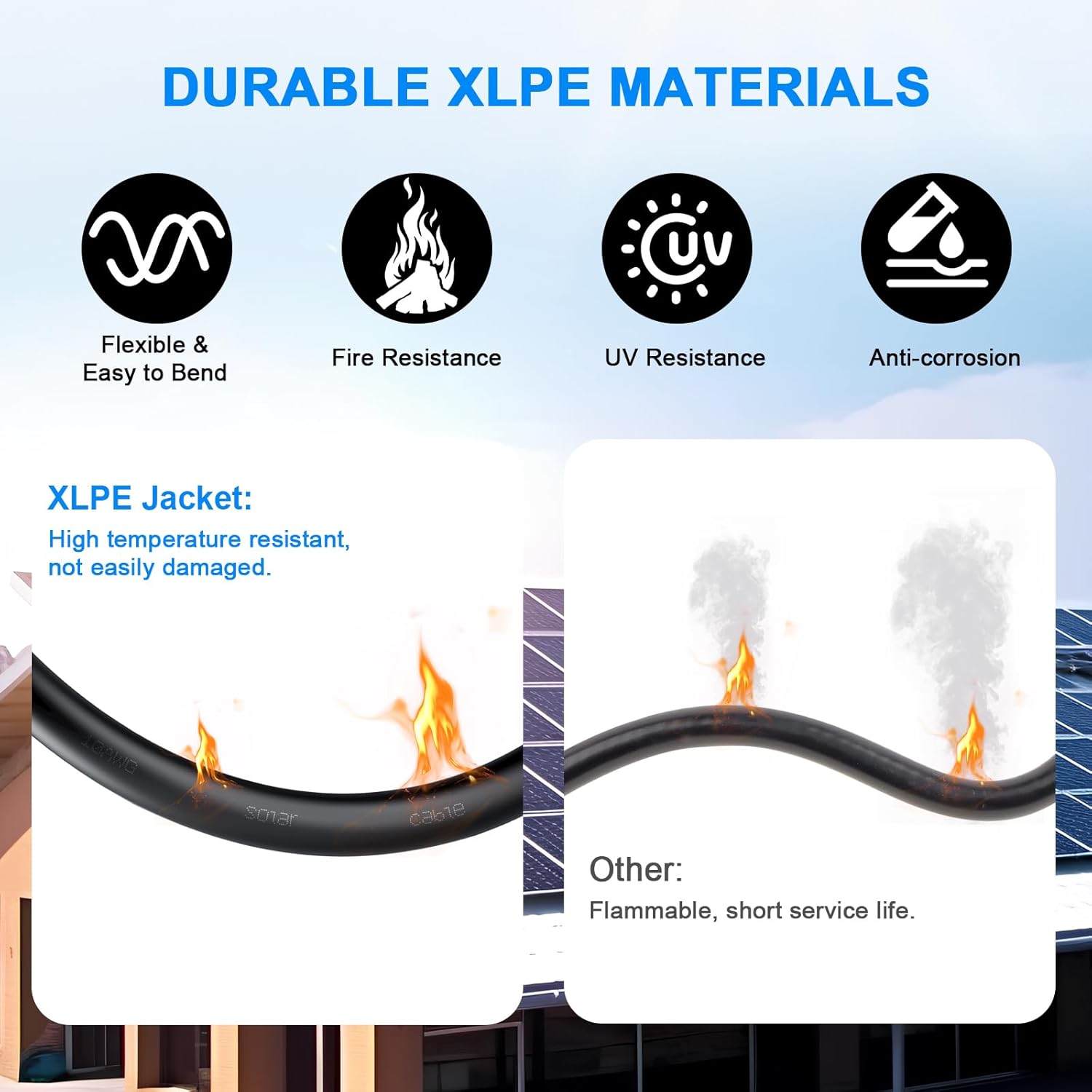 XRDS -RF 8AWG Solar Panel Wire 10mm², 2 Pack 200FT Red & Black Solar Extension Cable, PV Wire with Tinned Copper, Sunlight & UV Resistant, for Solar Panel, RV, Inverter, Battery, Off-Grid Systems