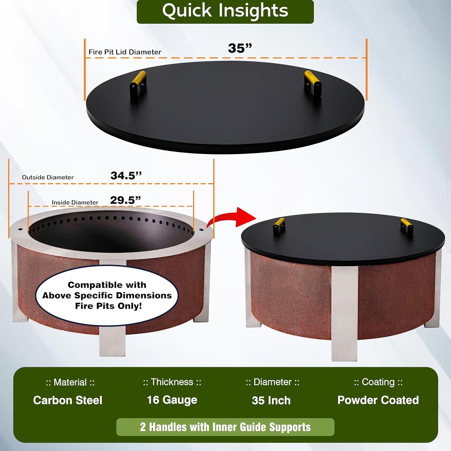 FEBTECH Smokeless Firepit Lid Round 35